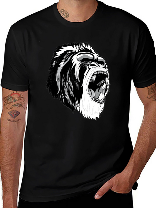 Camiseta Negra con Diseño de Gorila Furioso