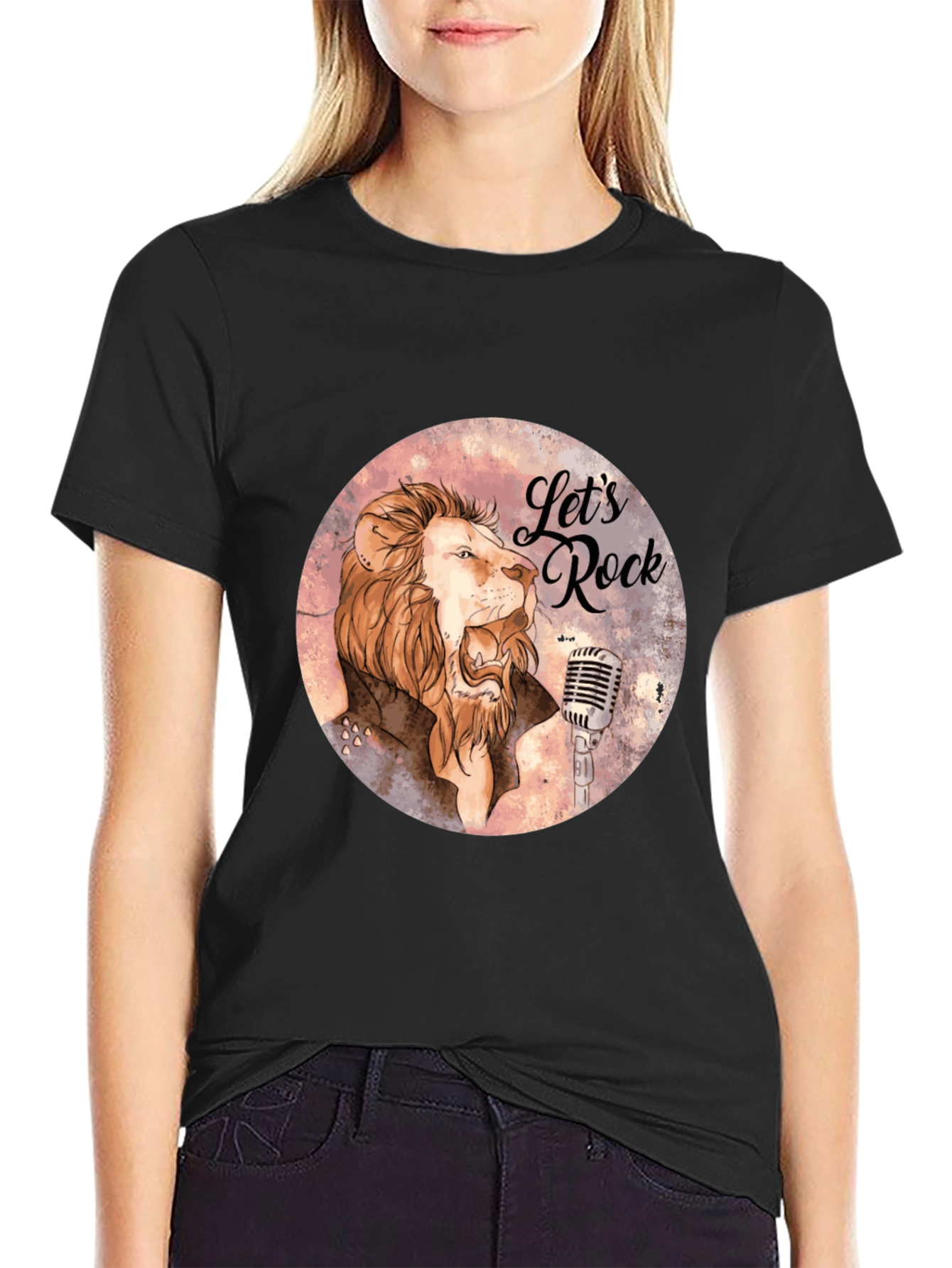 Camiseta Negra Lets Rock con León Cantante