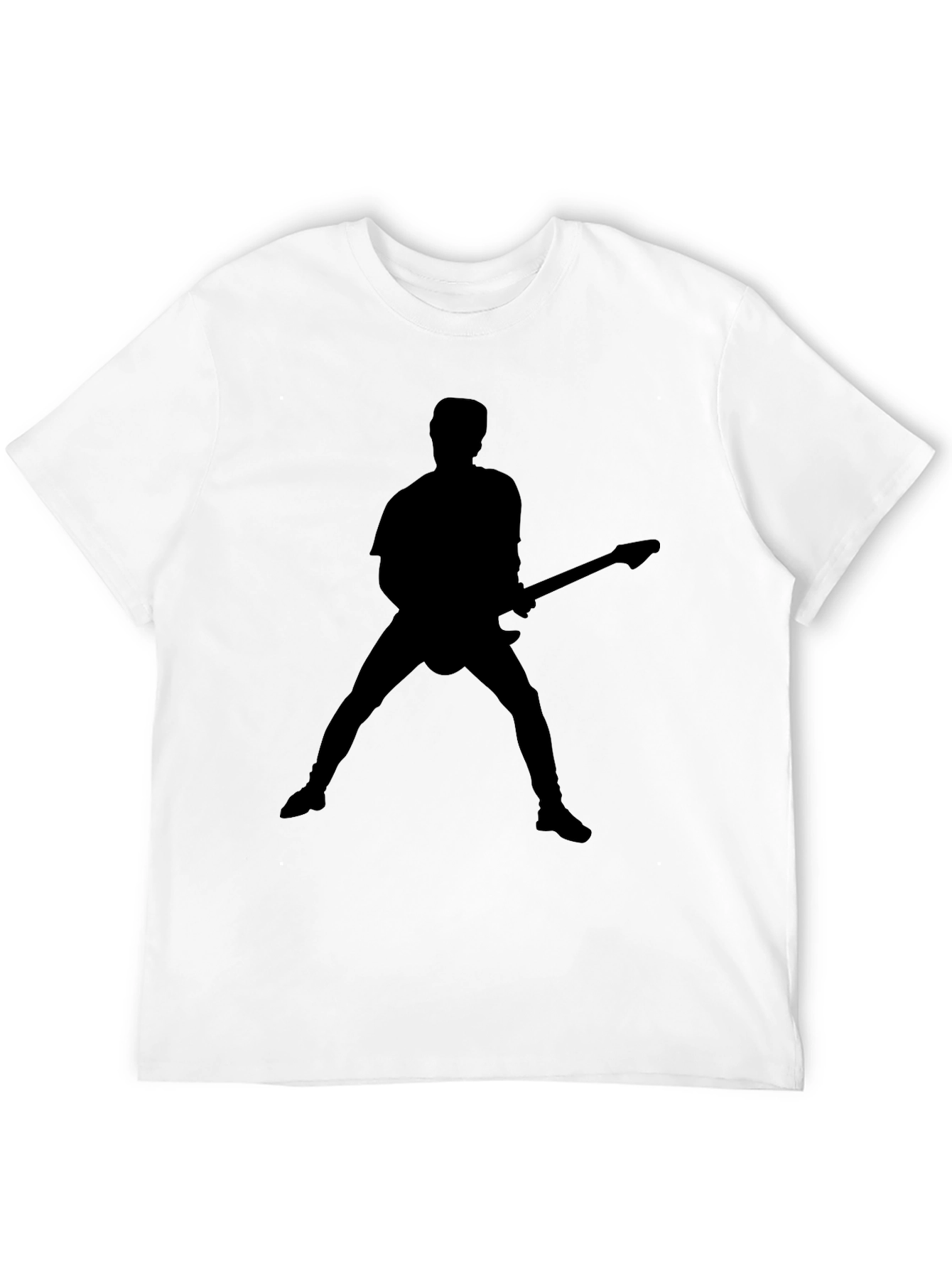 Camiseta Negra Silueta de Guitarrista Rock