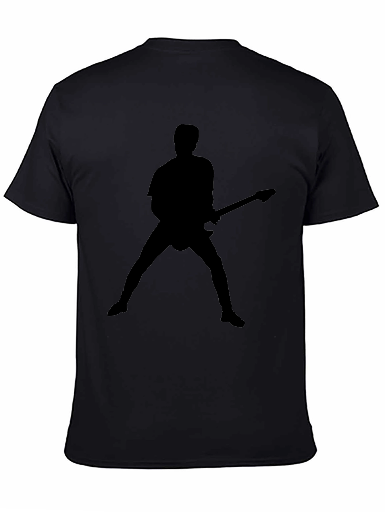 Camiseta Negra Silueta de Guitarrista Rock