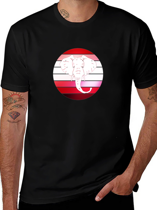 Camiseta Negra con Diseño de Elefante Retro