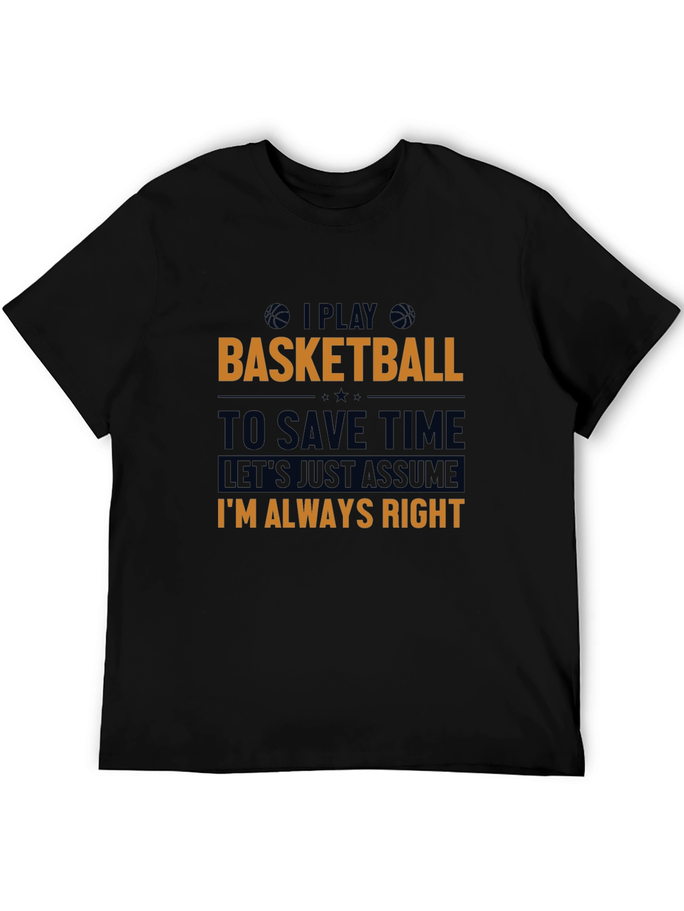 Camiseta Negra con Estampado de Baloncesto para Hombre