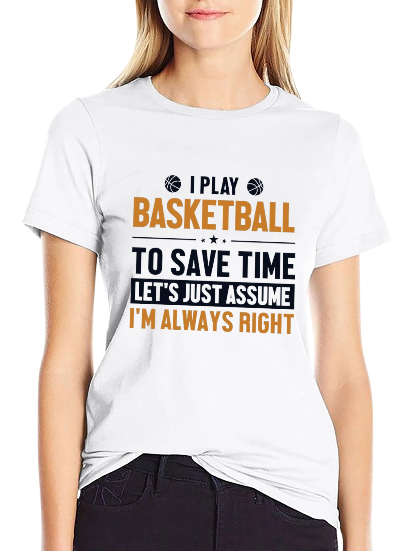 Camiseta Negra con Estampado de Baloncesto para Hombre