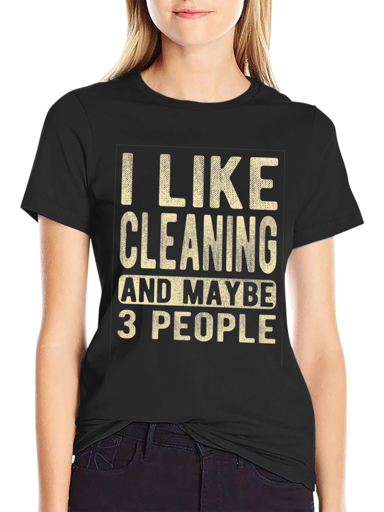 Camiseta Negra con Estampa Divertida de Limpieza
