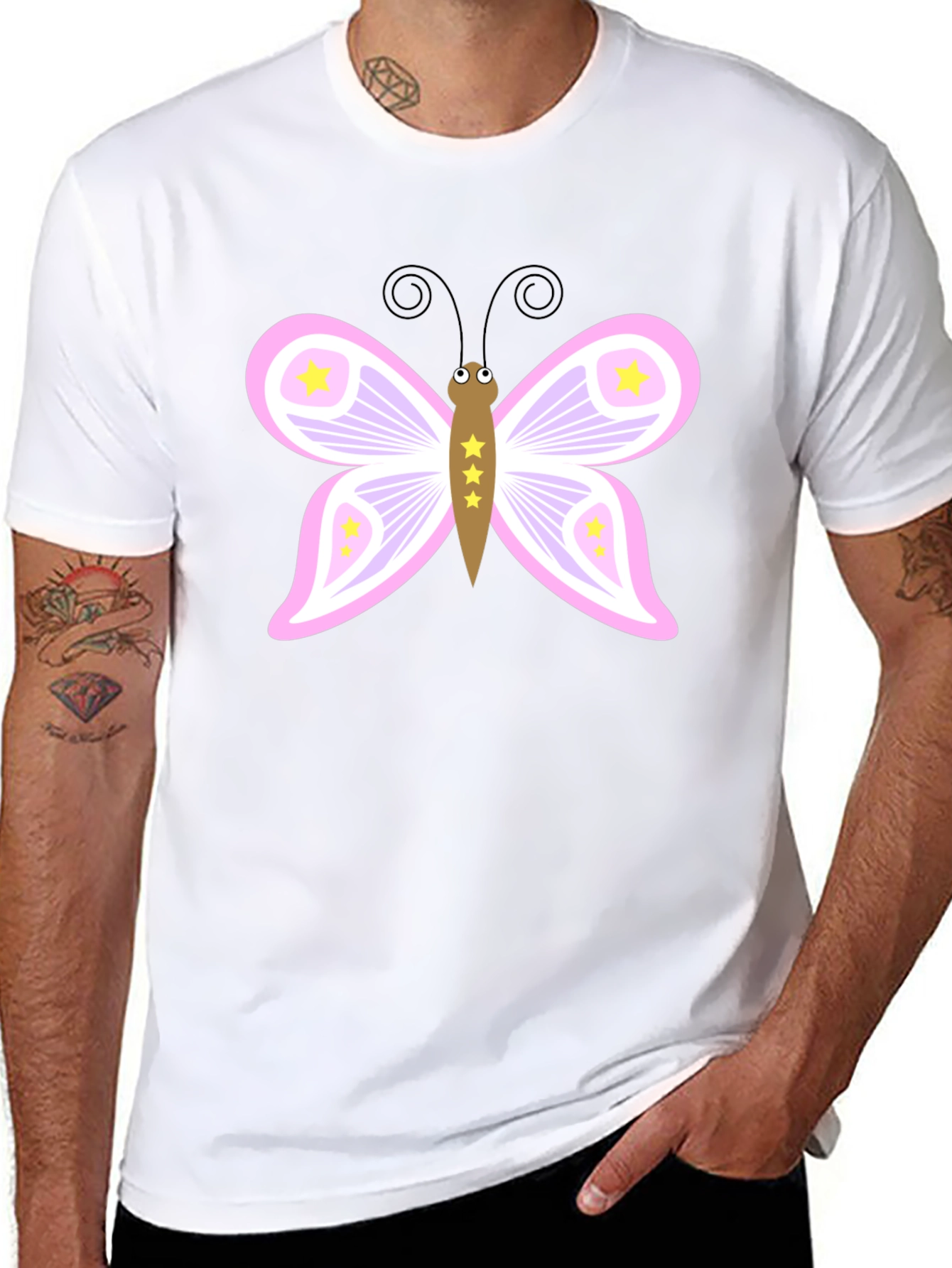 Camiseta Negra con Mariposa Estrellada