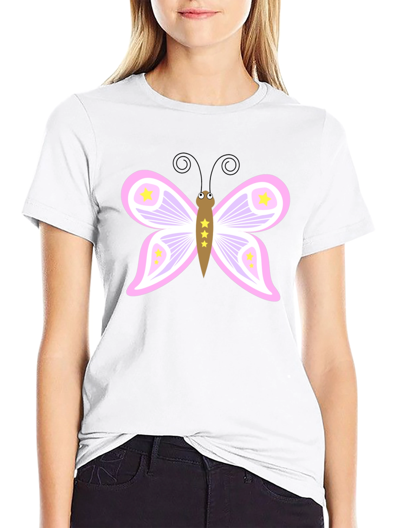 Camiseta Negra con Mariposa Estrellada