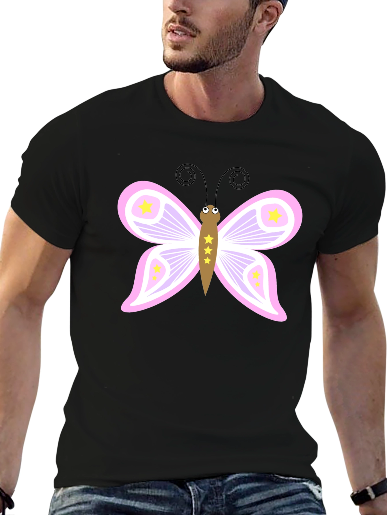 Camiseta Negra con Mariposa Estrellada