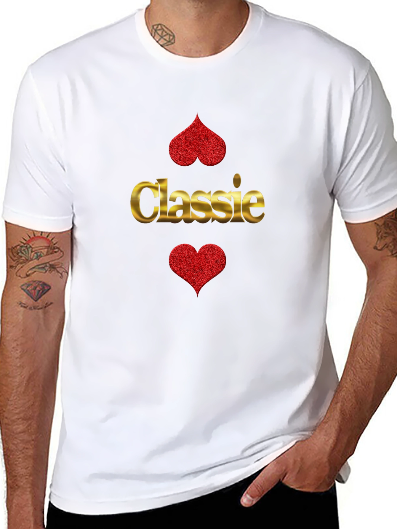 Camiseta Negra Clássica Corazón Brillante