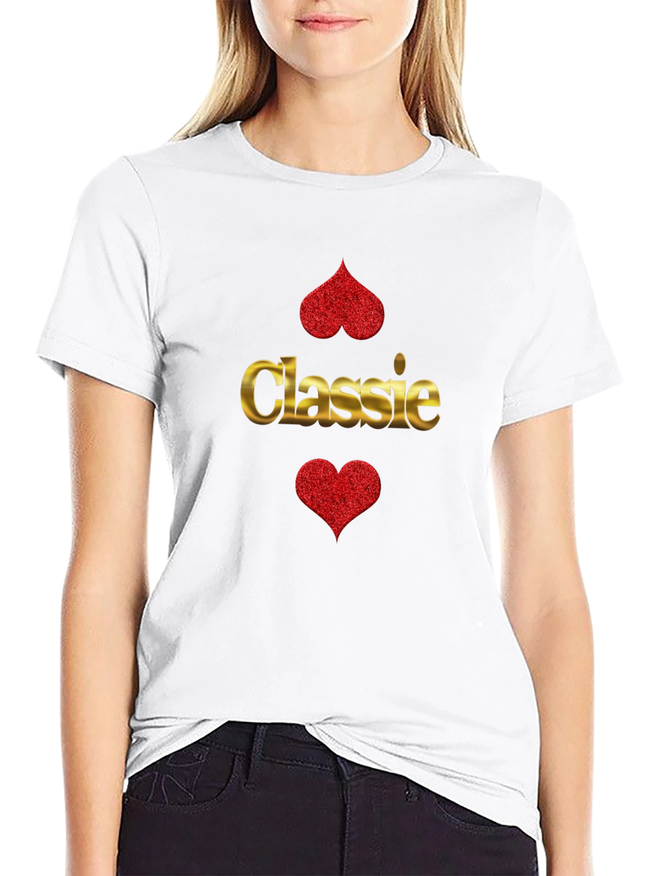 Camiseta Negra Clássica Corazón Brillante