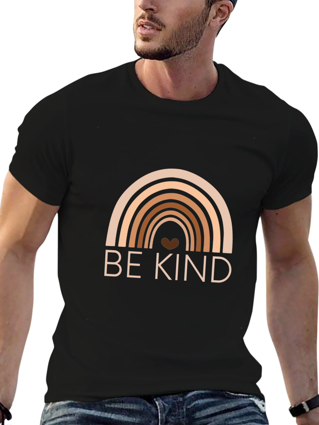 Camiseta Negra Sé amable con Arcoíris