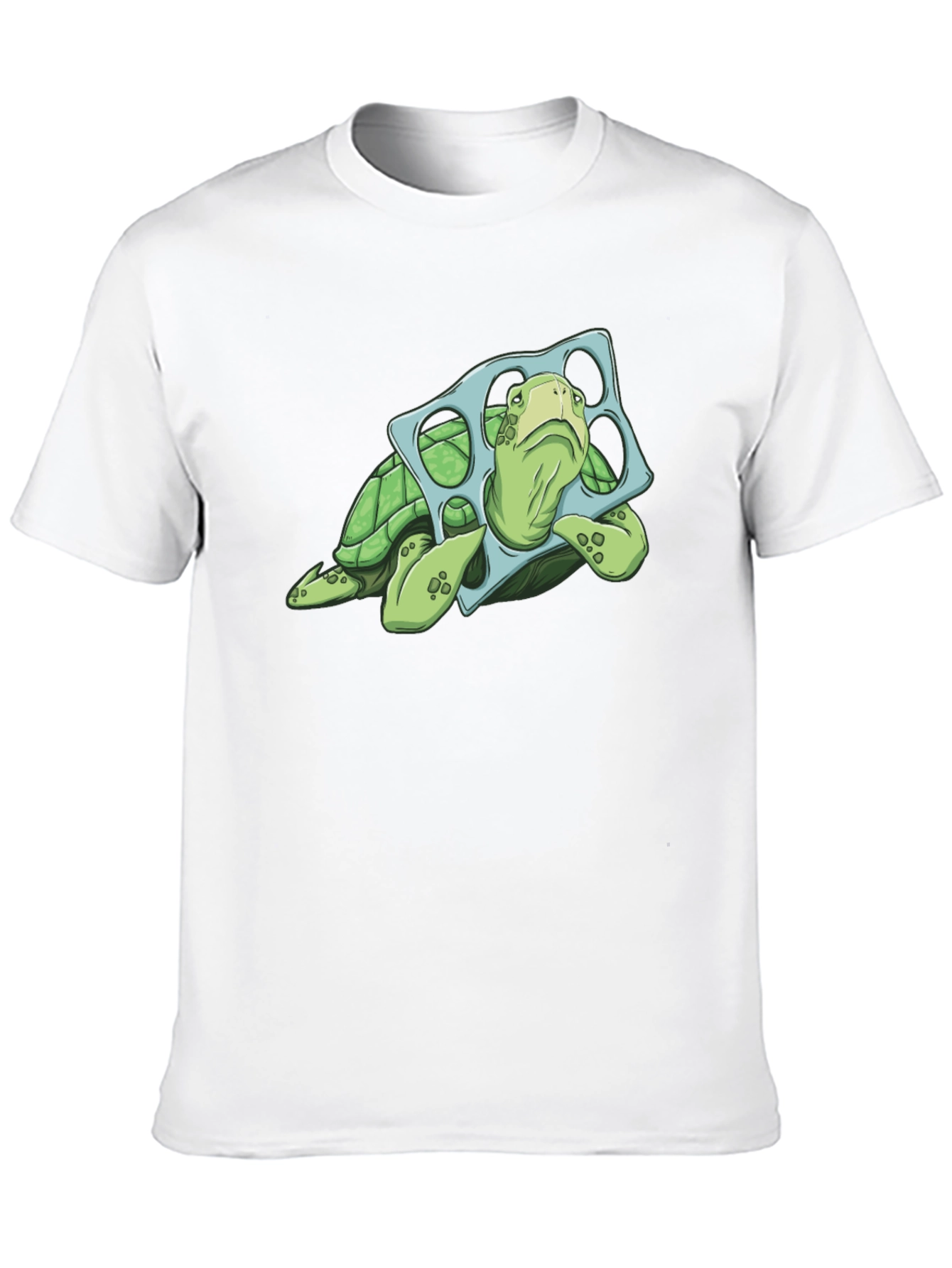 Camiseta Negra con Tortuga y Aro de Plástico