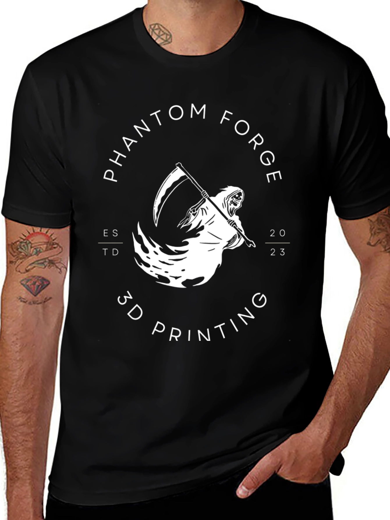 Camiseta Negra Phantom Forge Impresión 3D