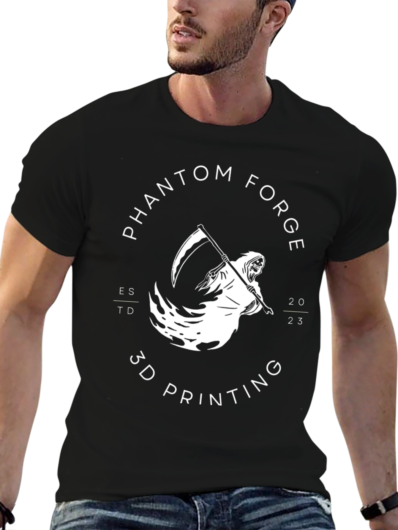 Camiseta Negra Phantom Forge Impresión 3D
