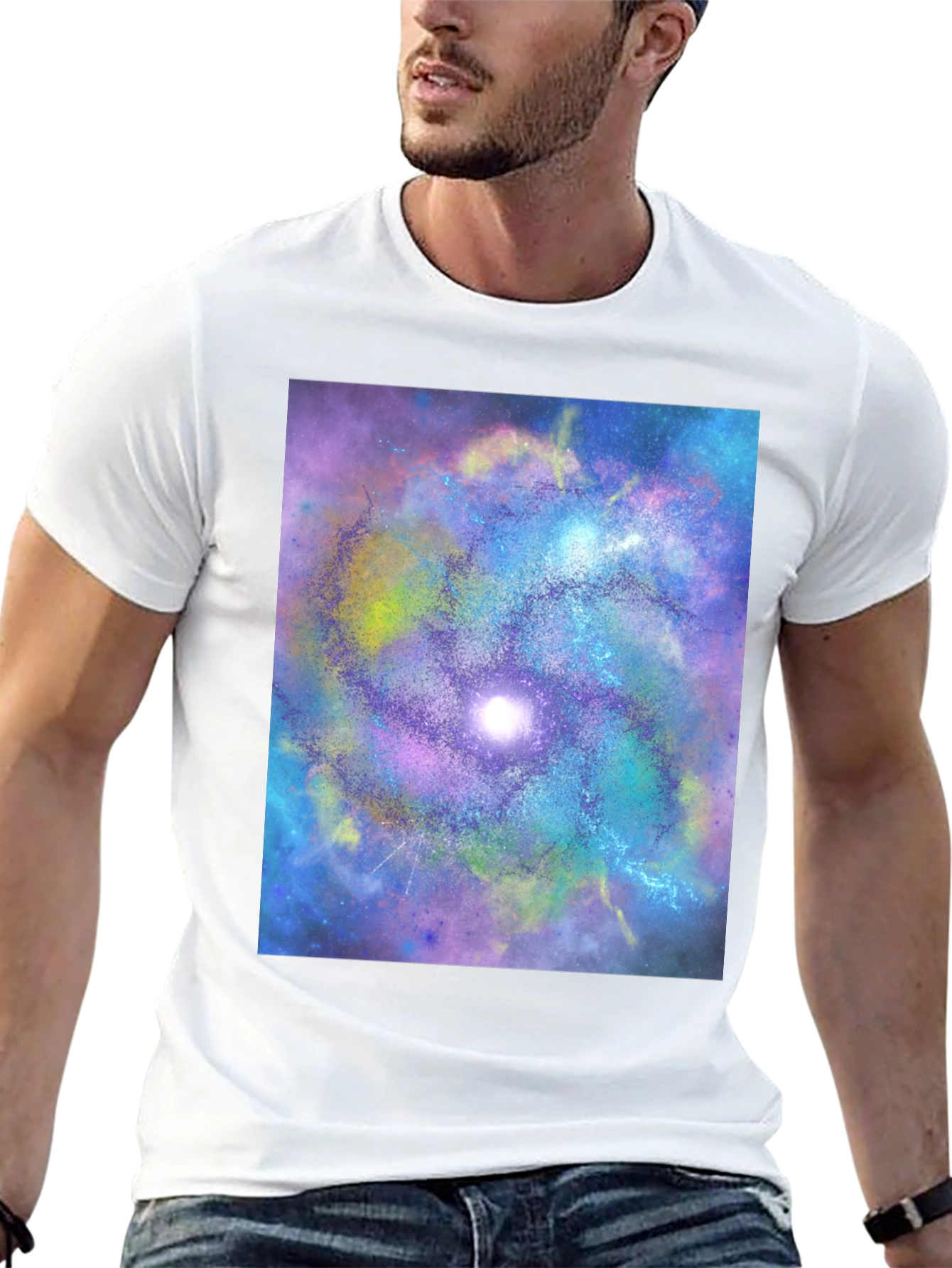 Camiseta Negra con Diseño de Galaxia