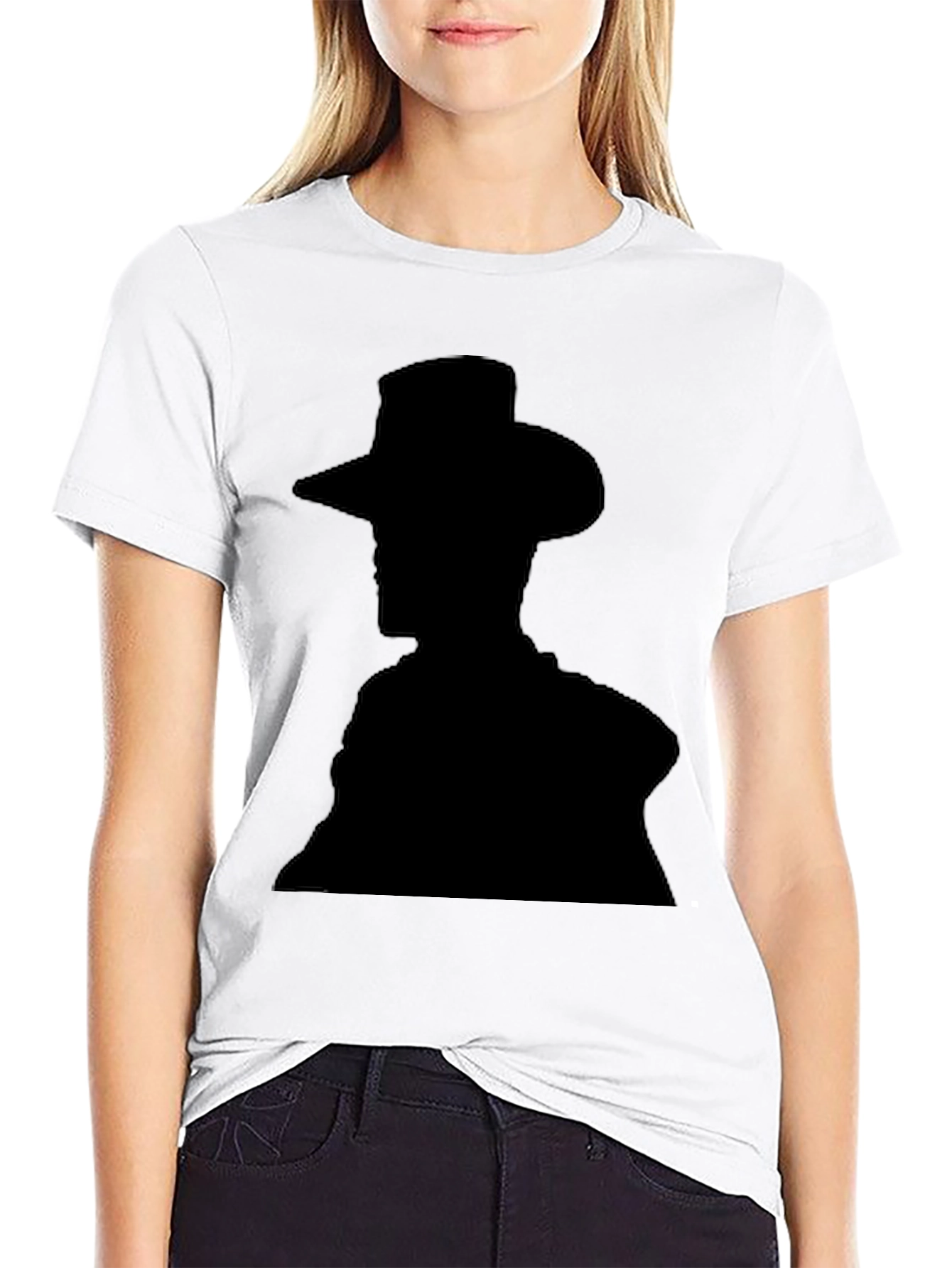 Camiseta Hombre Negra Silueta Vaquero