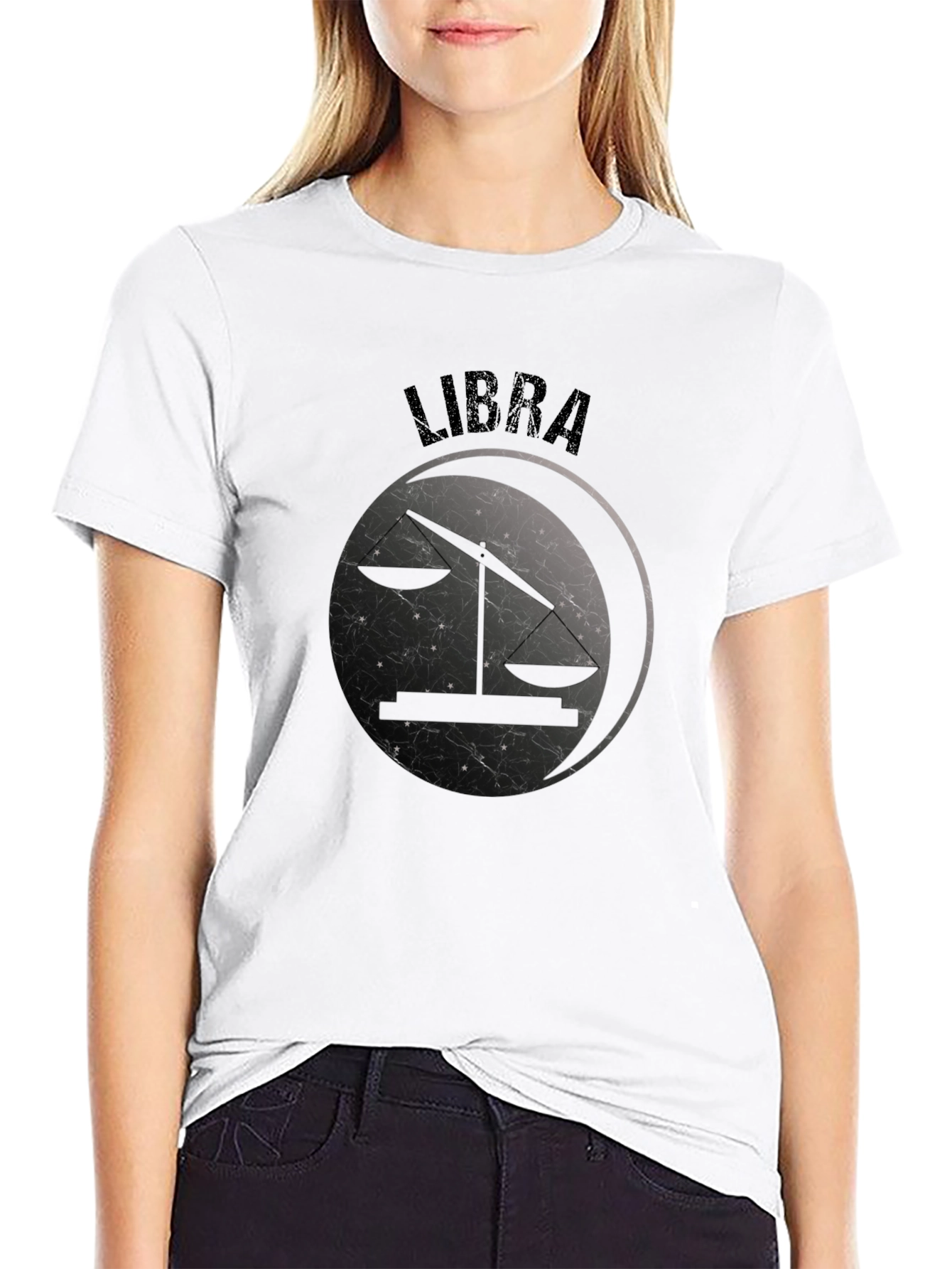 Camiseta Libra Signo Zodiacal Negro Diseño Único