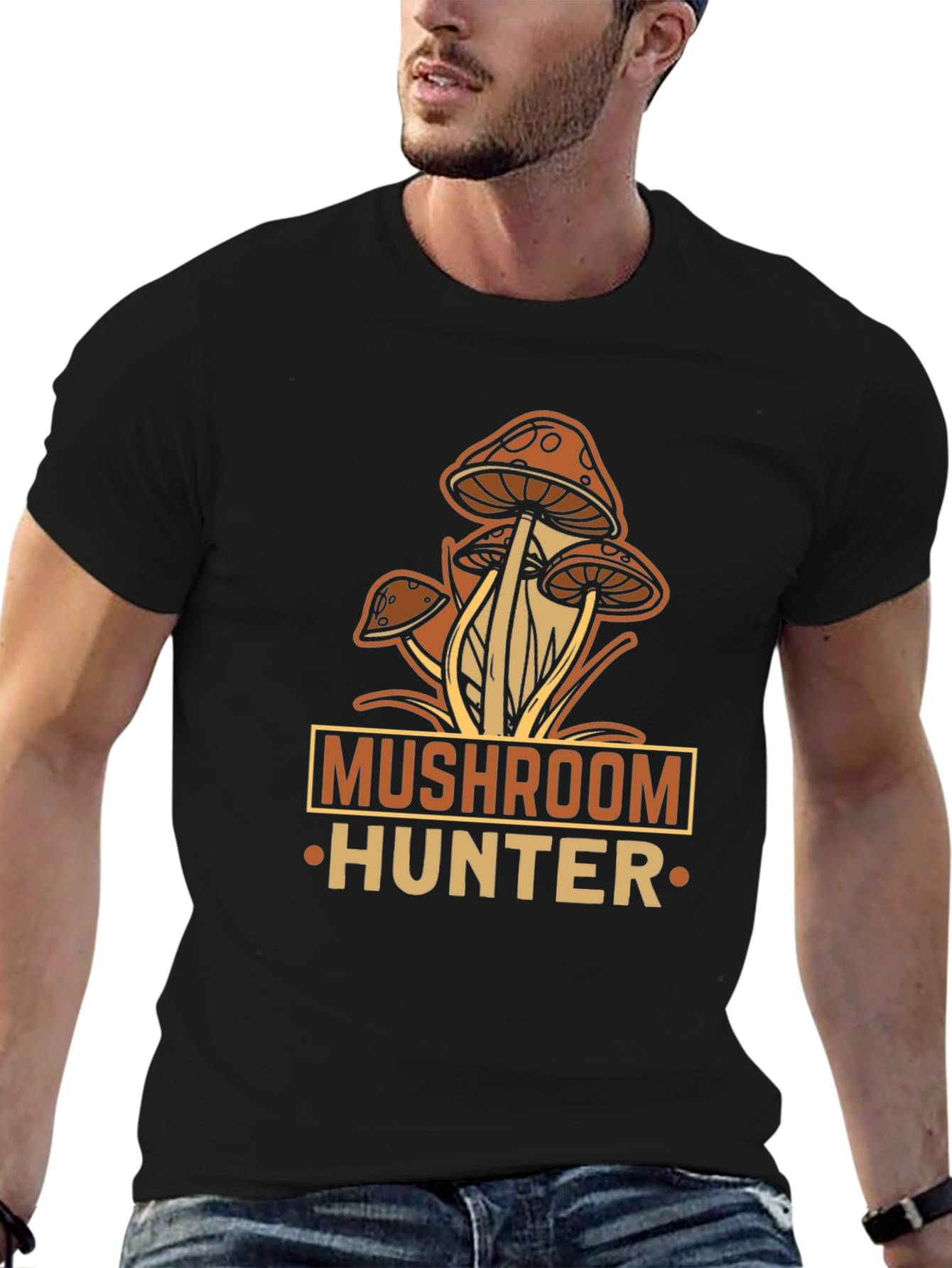 Camiseta Negra Mushroom Hunter para Aventureros
