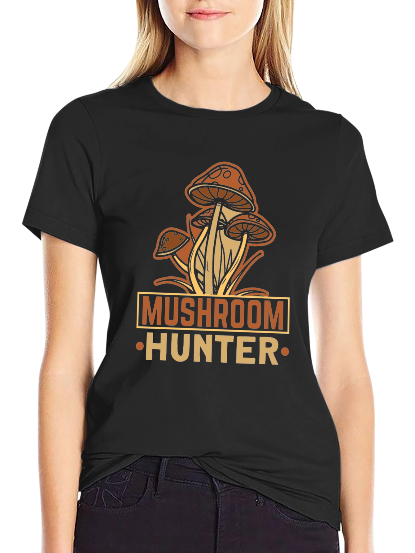 Camiseta Negra Mushroom Hunter para Aventureros
