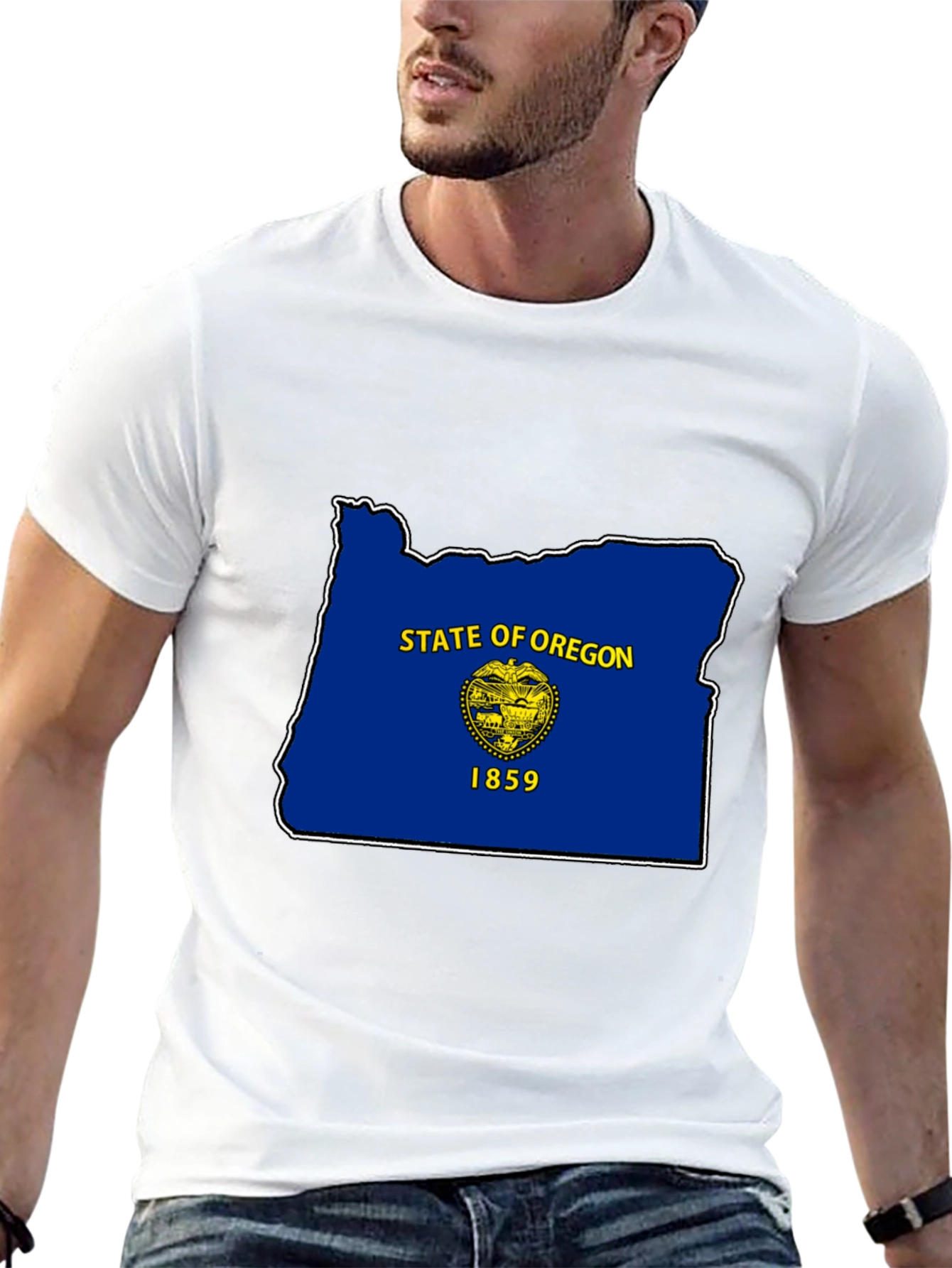 Camiseta Negra Oregon Flag