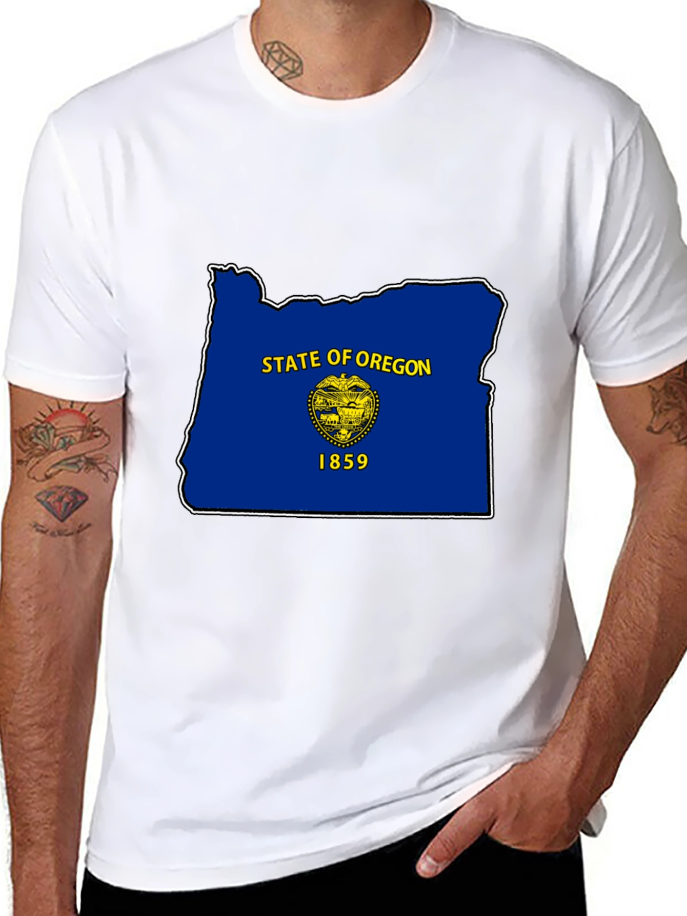 Camiseta Negra Oregon Flag