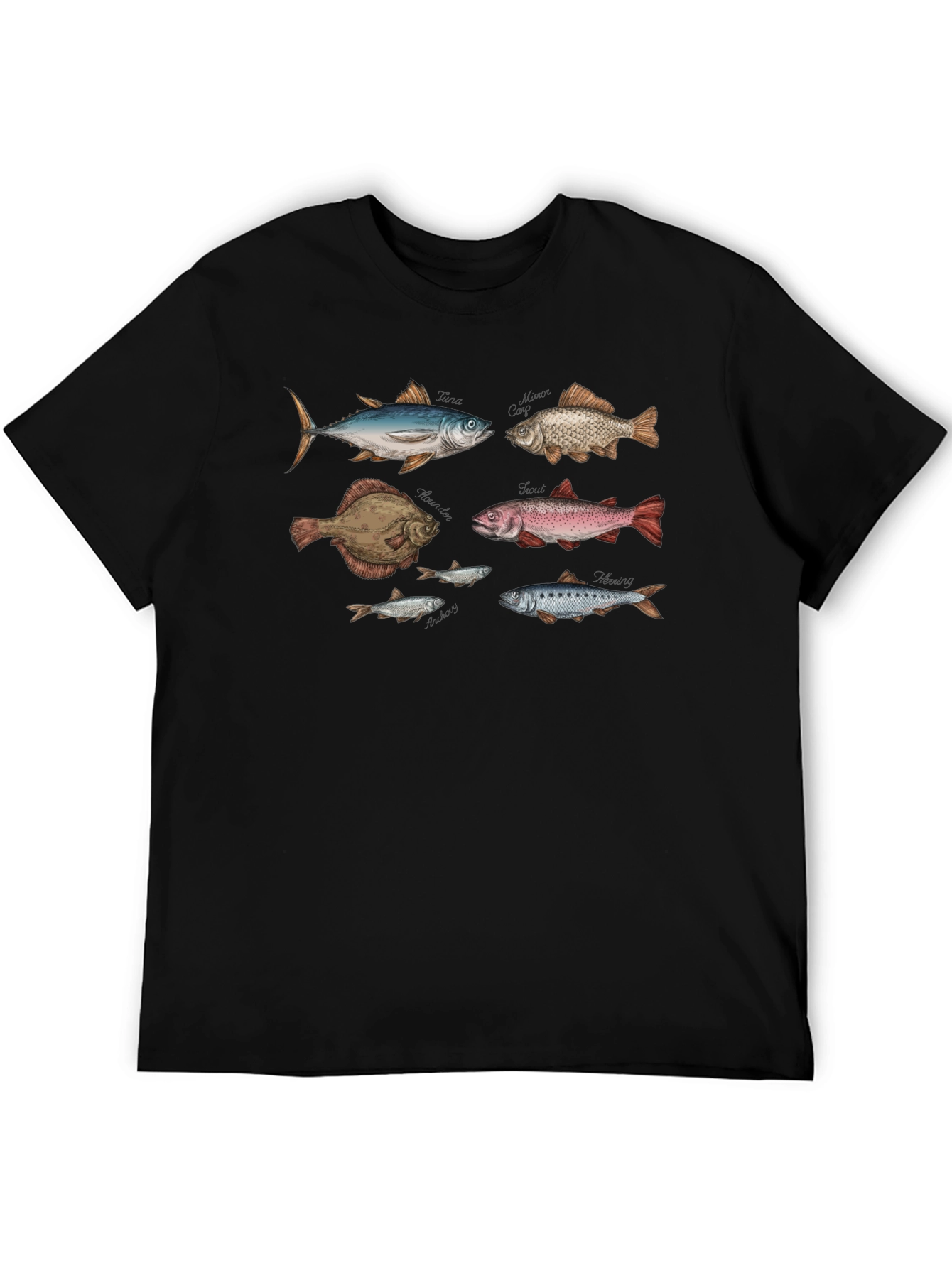 Camiseta Negra con Diseño de Peces