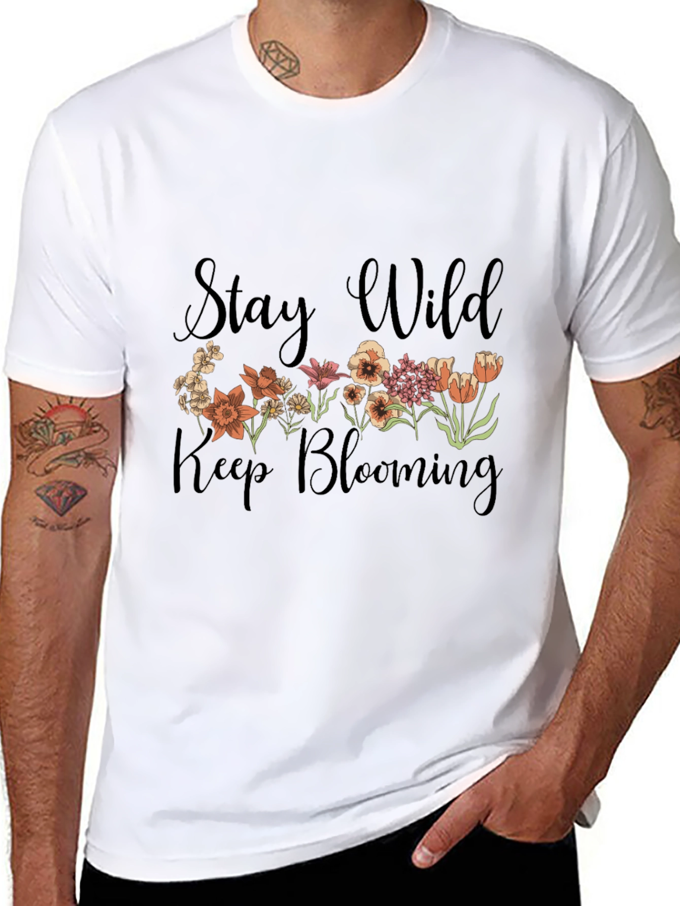 Camiseta Negra Stay Wild Keep Blooming