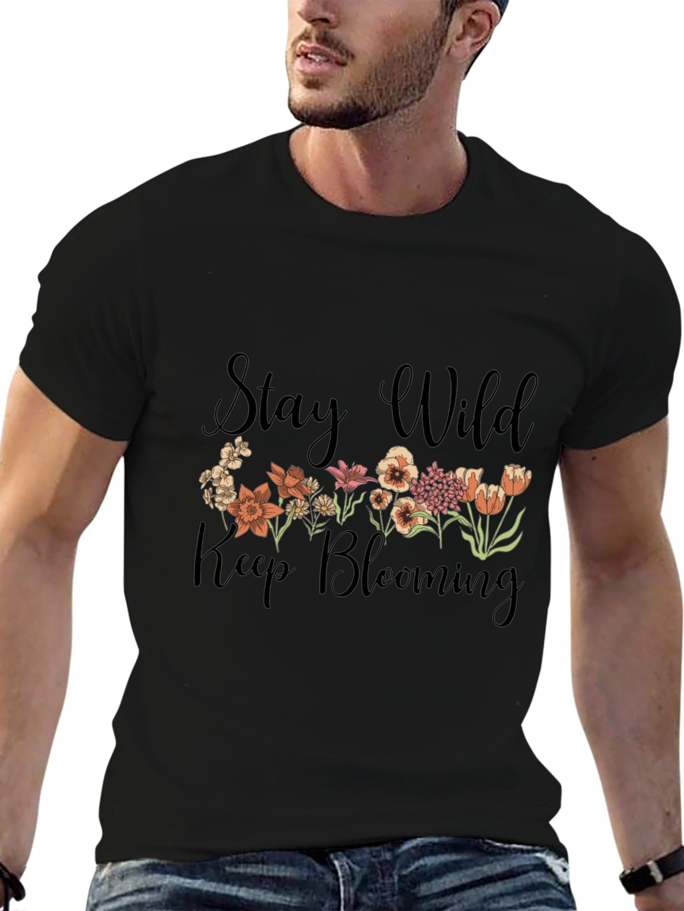 Camiseta Negra Stay Wild Keep Blooming