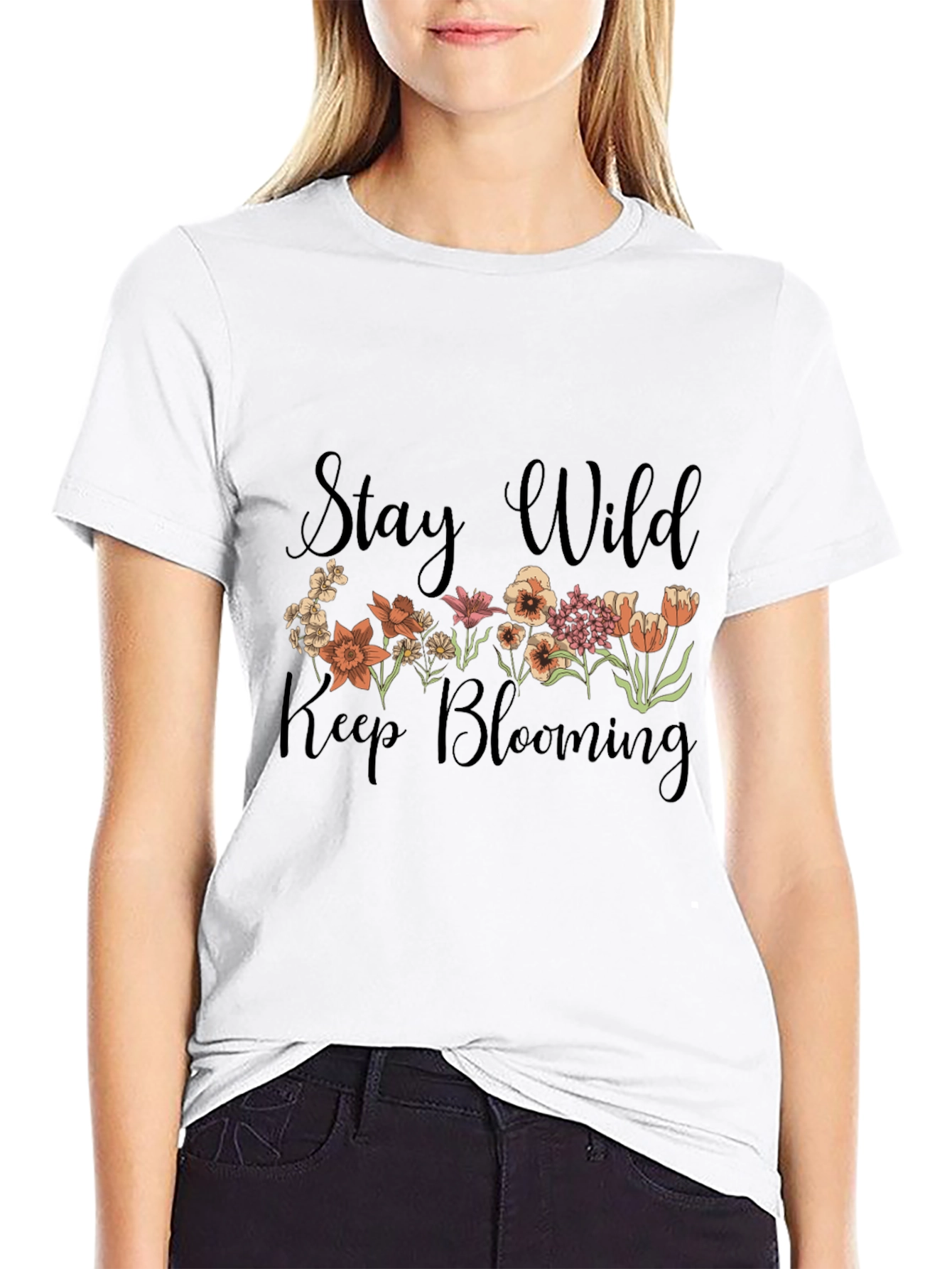 Camiseta Negra Stay Wild Keep Blooming
