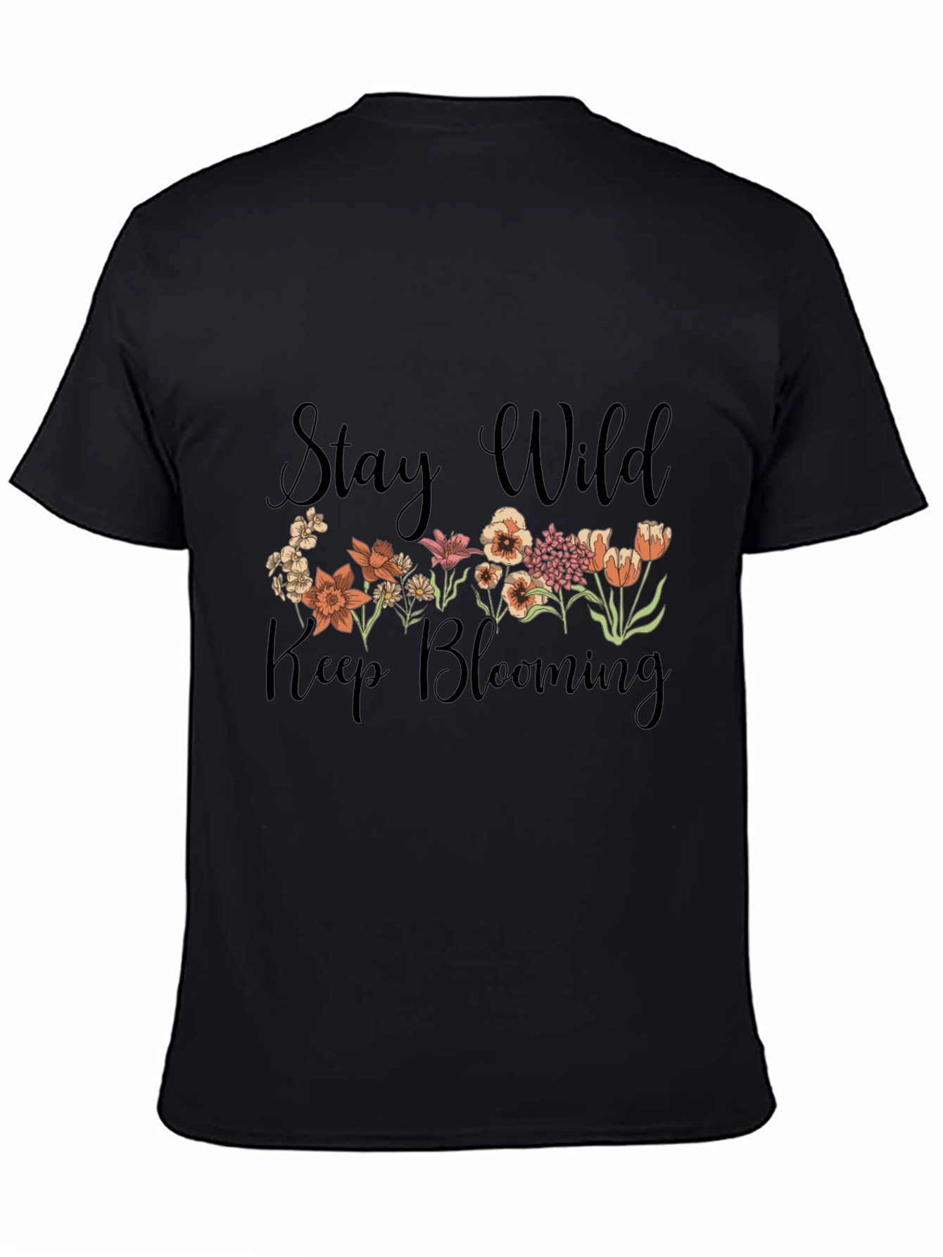 Camiseta Negra Stay Wild Keep Blooming