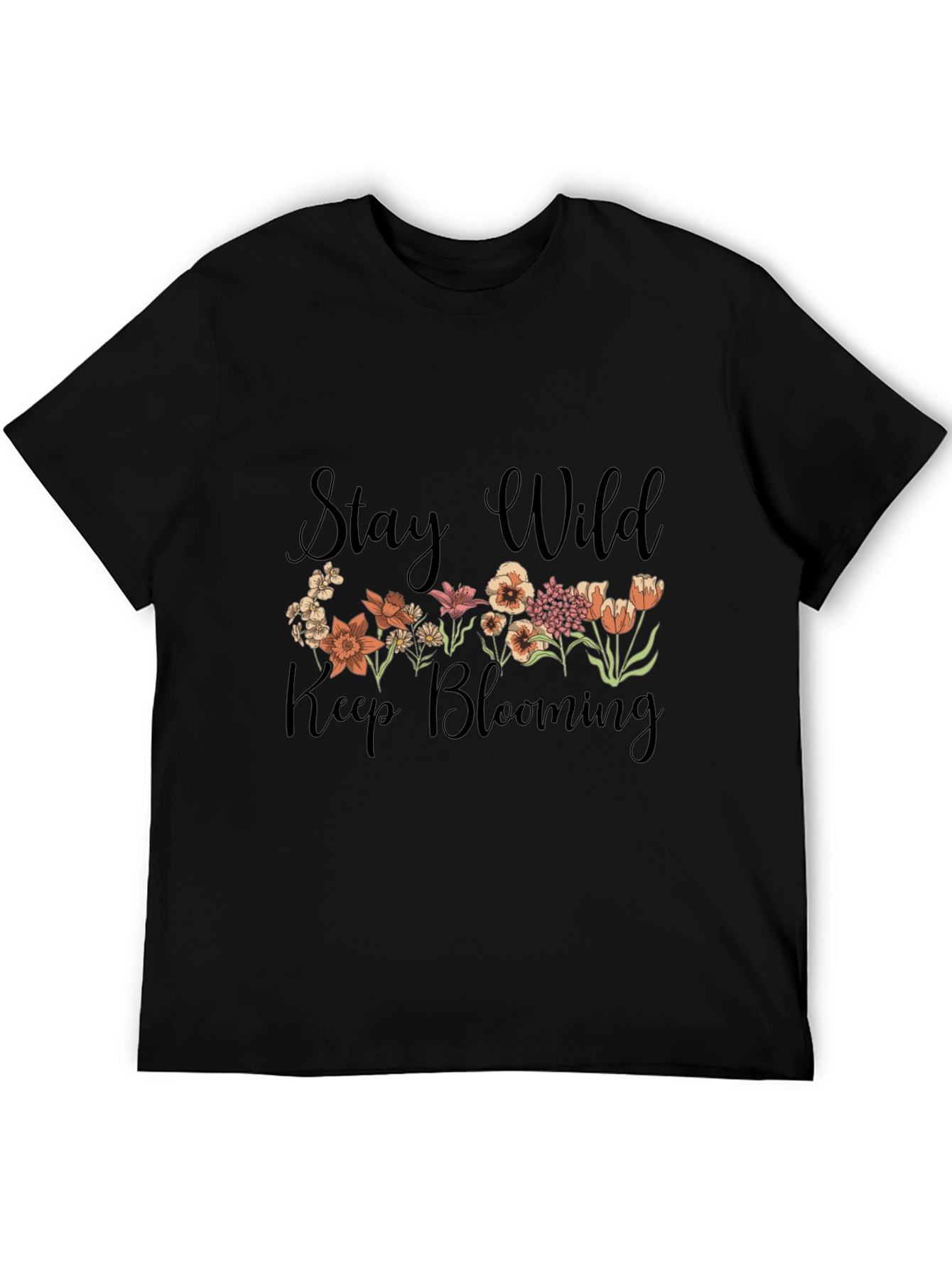 Camiseta Negra Stay Wild Keep Blooming