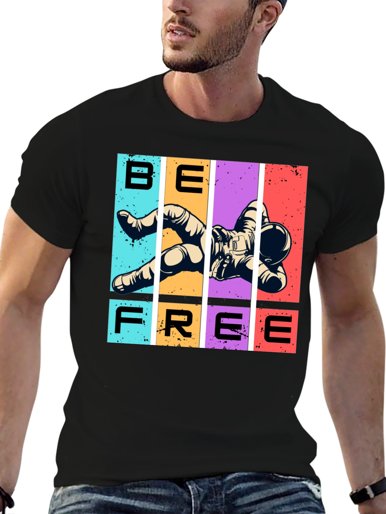 Camiseta Negra Sé Libre Astronauta Espacial