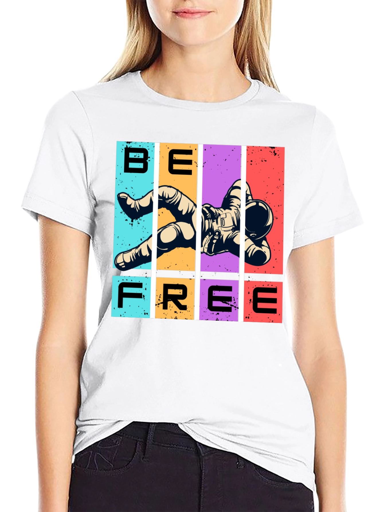 Camiseta Negra Sé Libre Astronauta Espacial