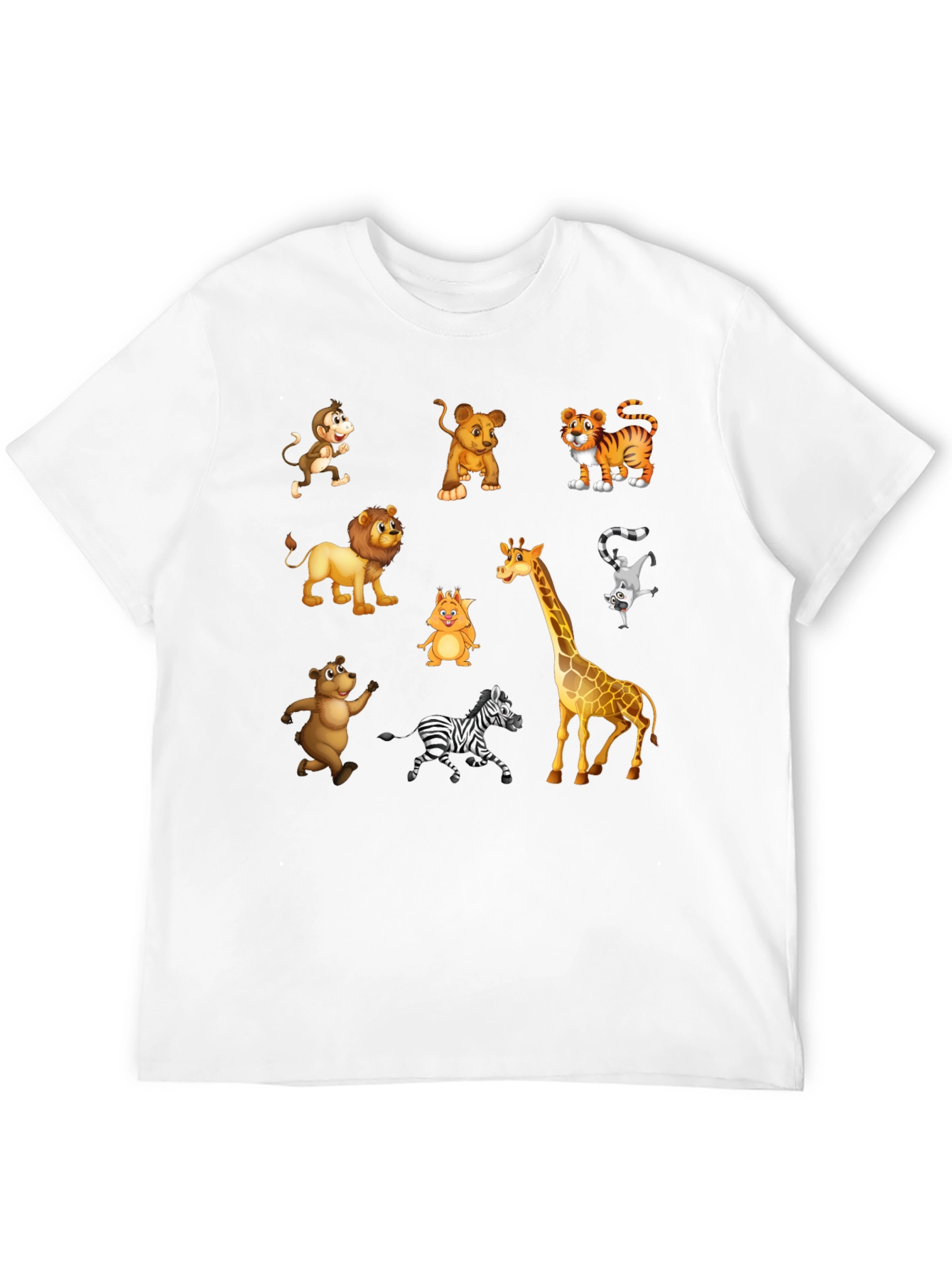 Camiseta Negra con Dibujos de Animales de la Selva