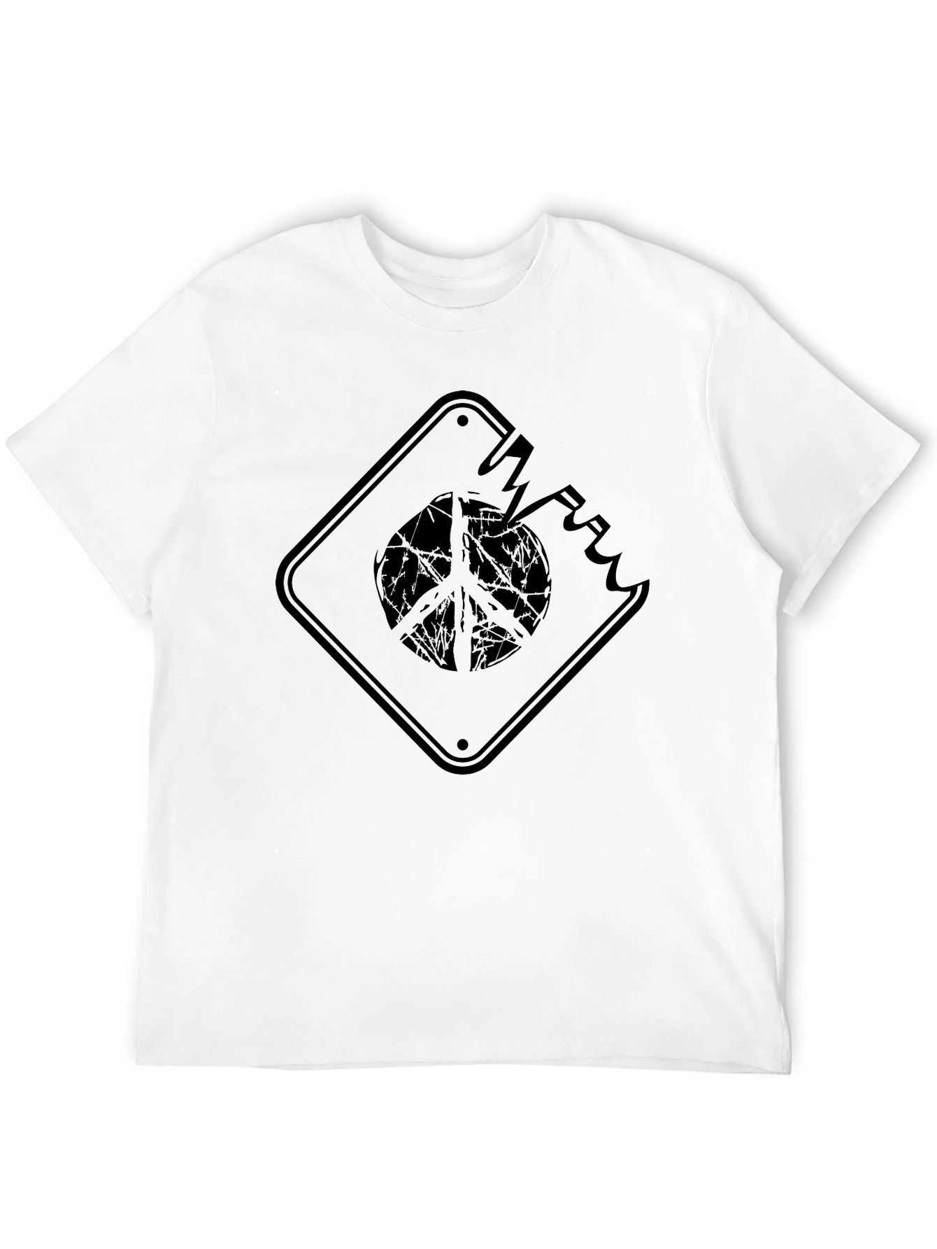 Camiseta Negra con Diseño de Paz Rota