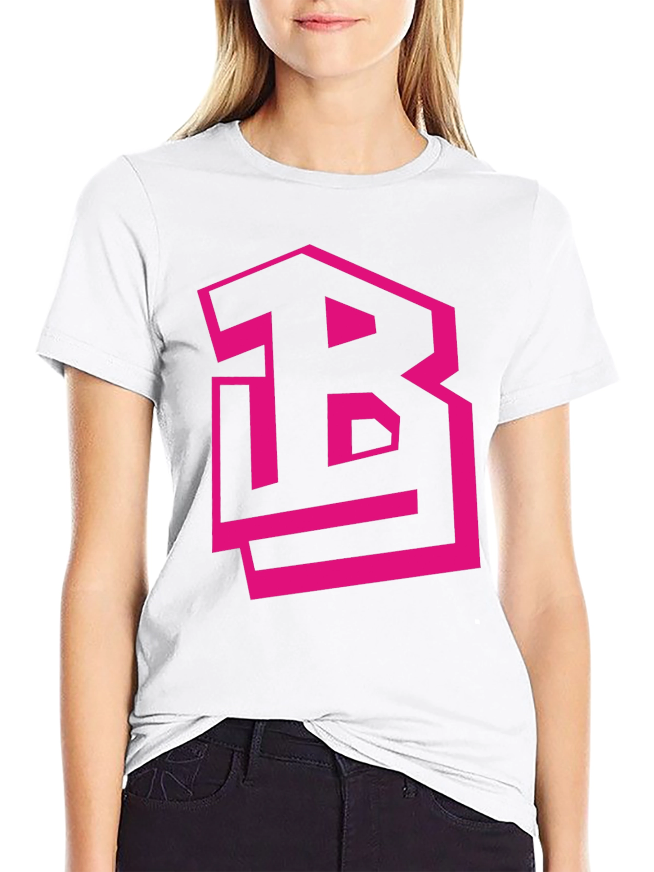 Camiseta Negra con Logo B Fucsia