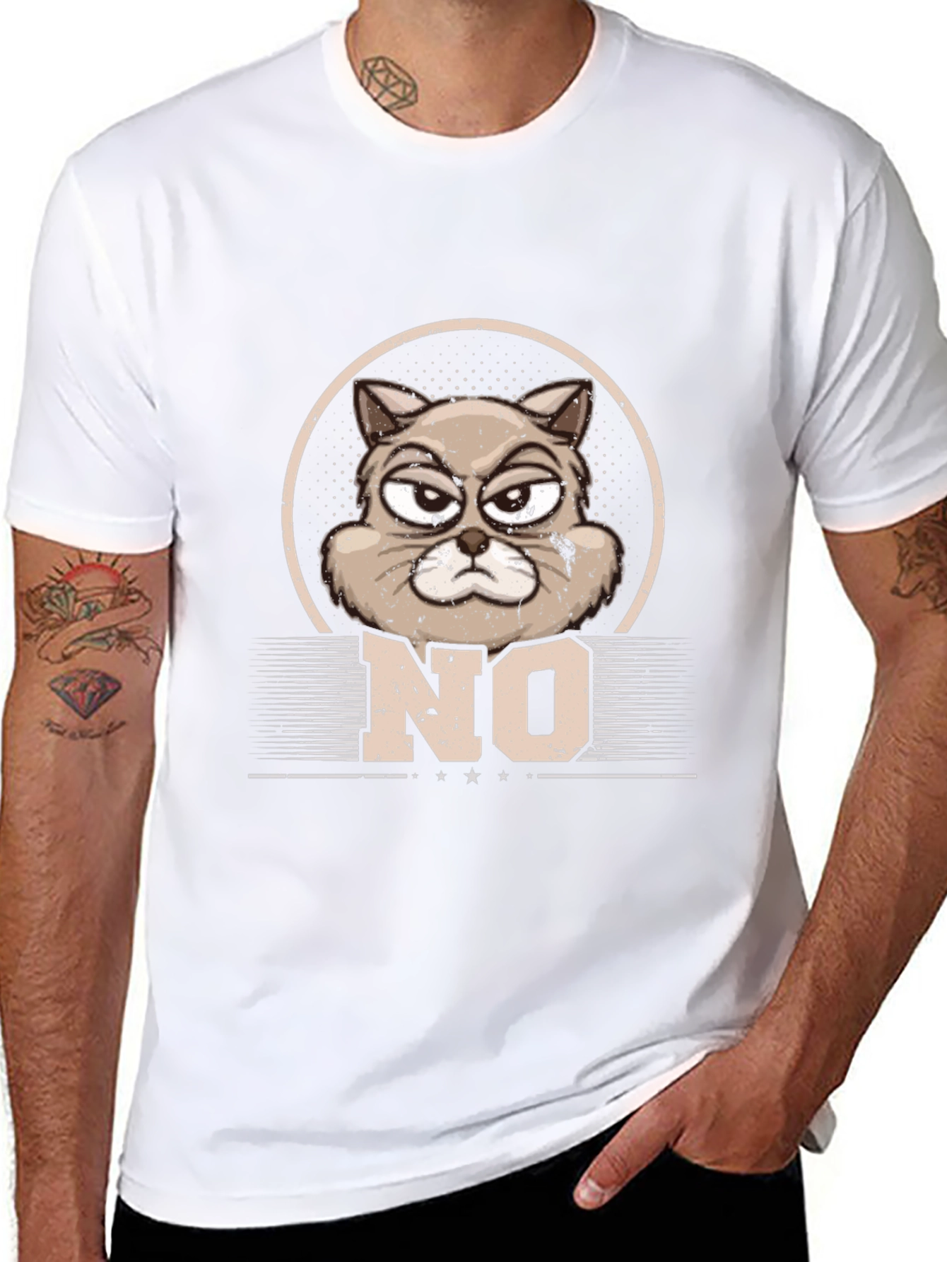 Camiseta Hombre Gato Gruñón NO - Diseño Original