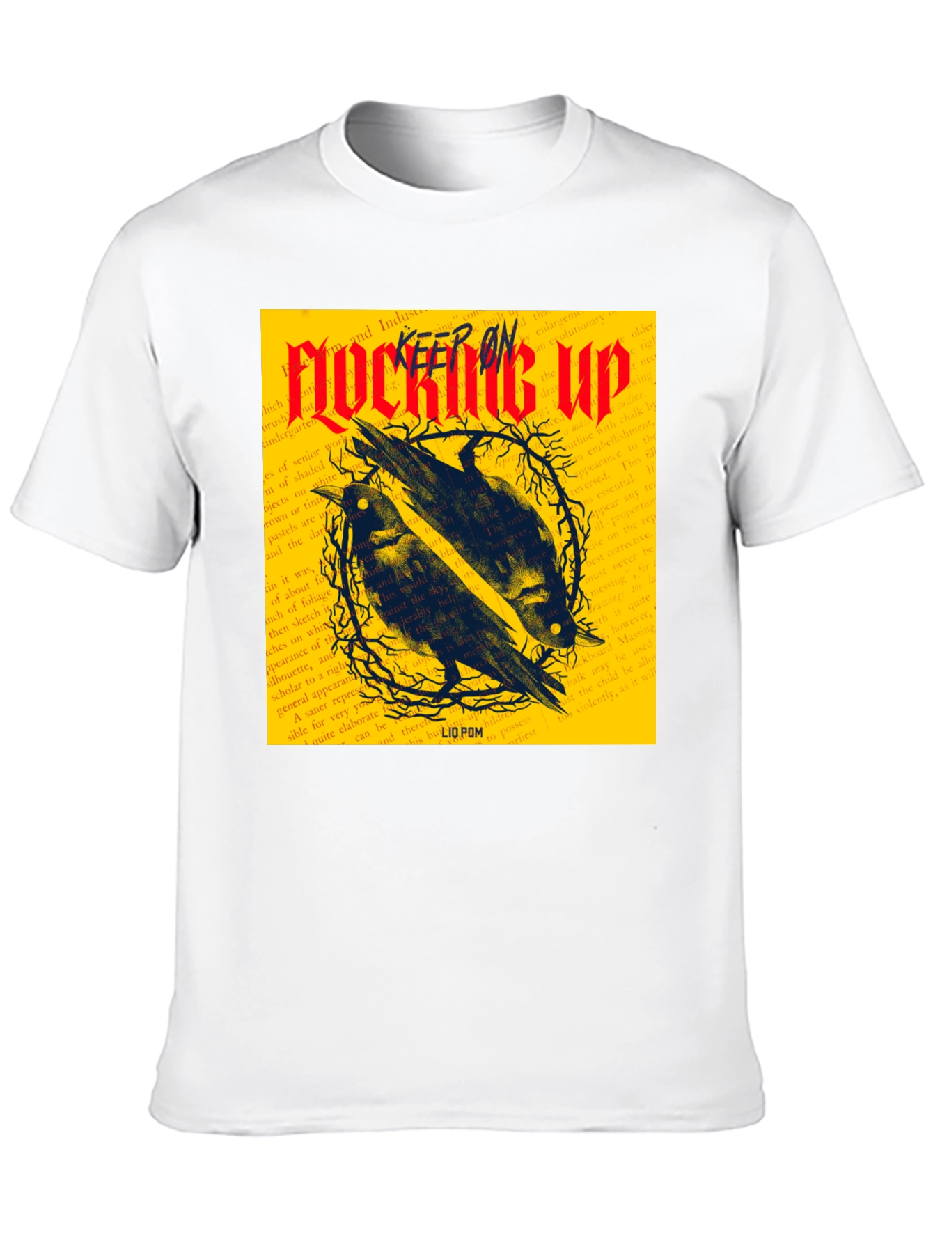 Camiseta Negra con Diseño de Cuervos