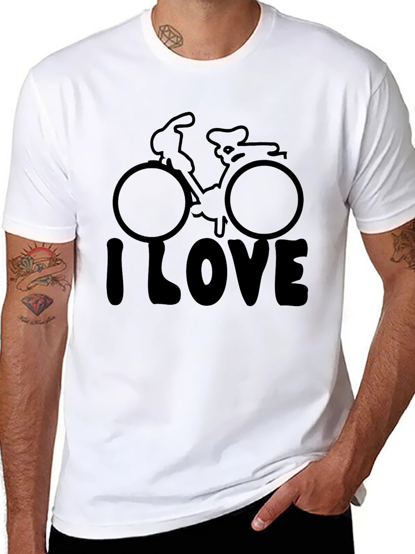 Camiseta Negra I Love Bicicleta Casual Hombre