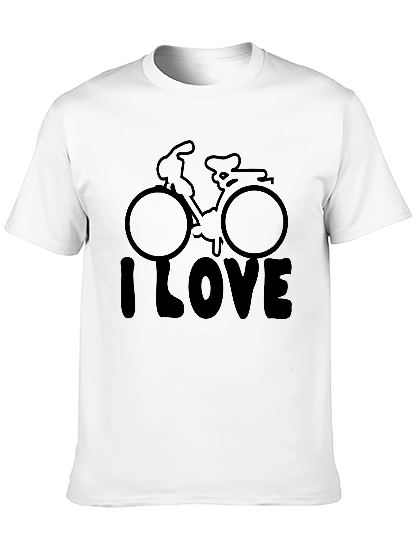 Camiseta Negra I Love Bicicleta Casual Hombre