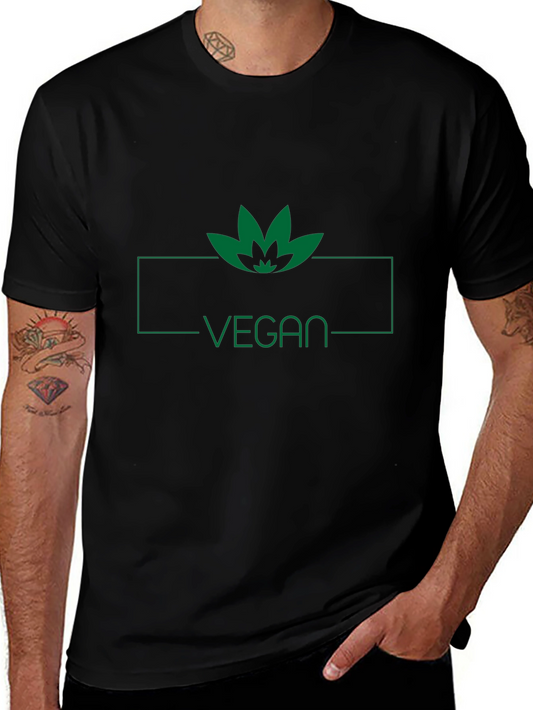 Camiseta Negra Vegana con Diseño de Hoja