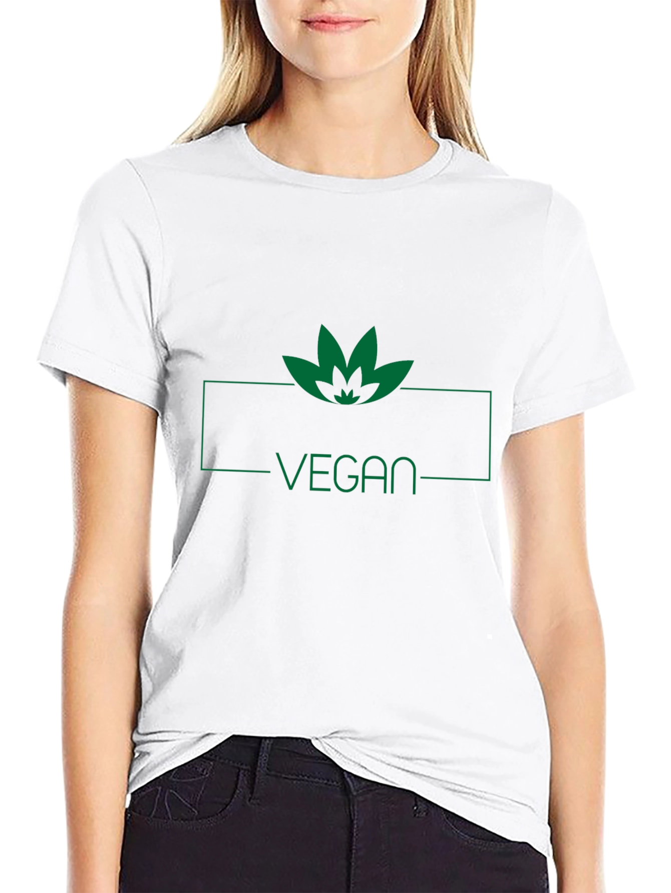 Camiseta Negra Vegana con Diseño de Hoja