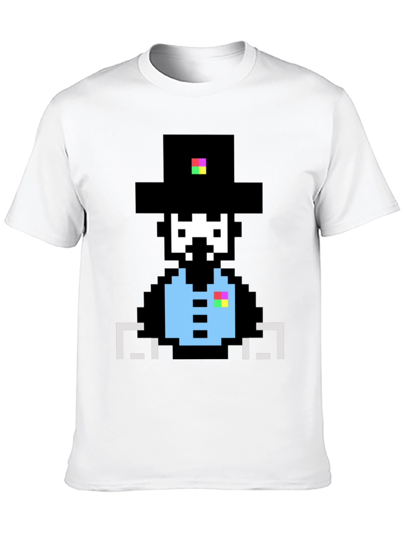 Camiseta Negra con Diseño Pixelado de Sombrero