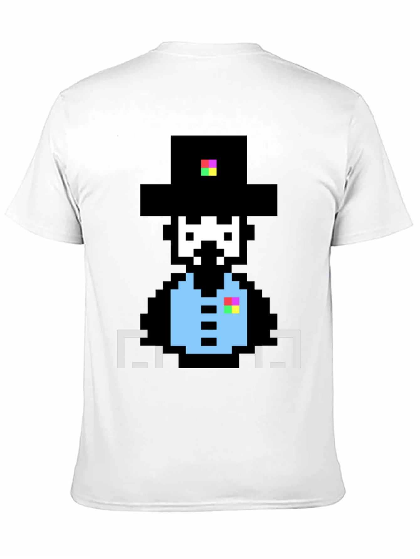 Camiseta Negra con Diseño Pixelado de Sombrero