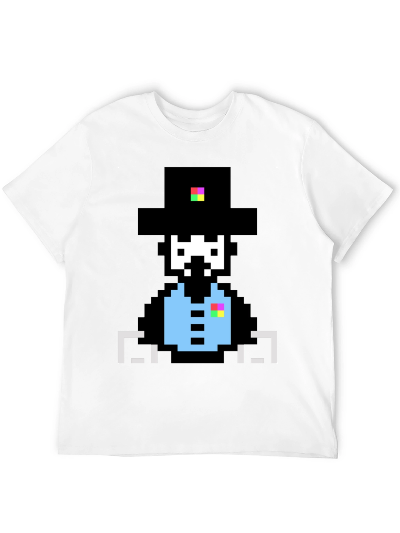 Camiseta Negra con Diseño Pixelado de Sombrero