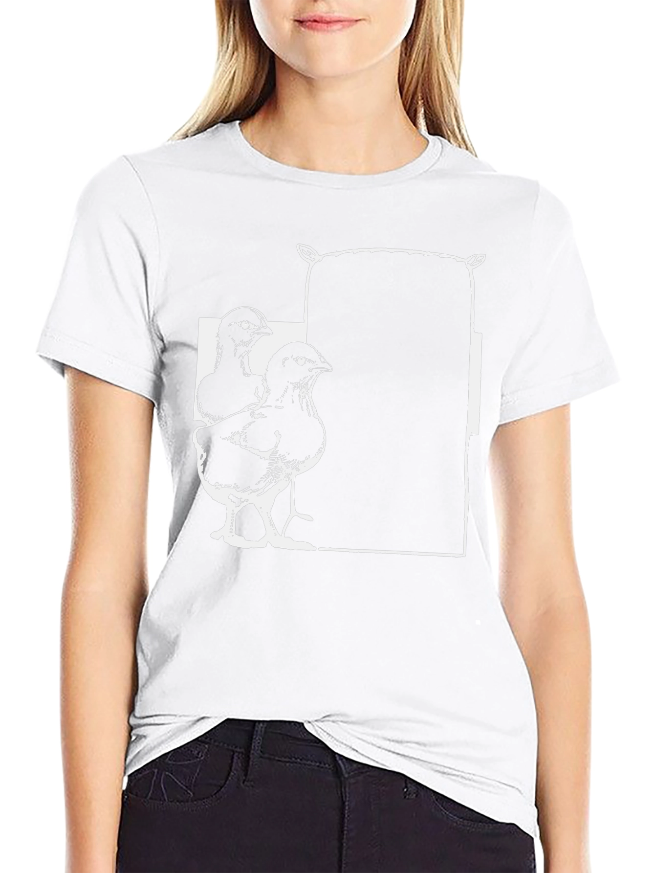 Camiseta Negra con Diseño de Pollitos y Saco
