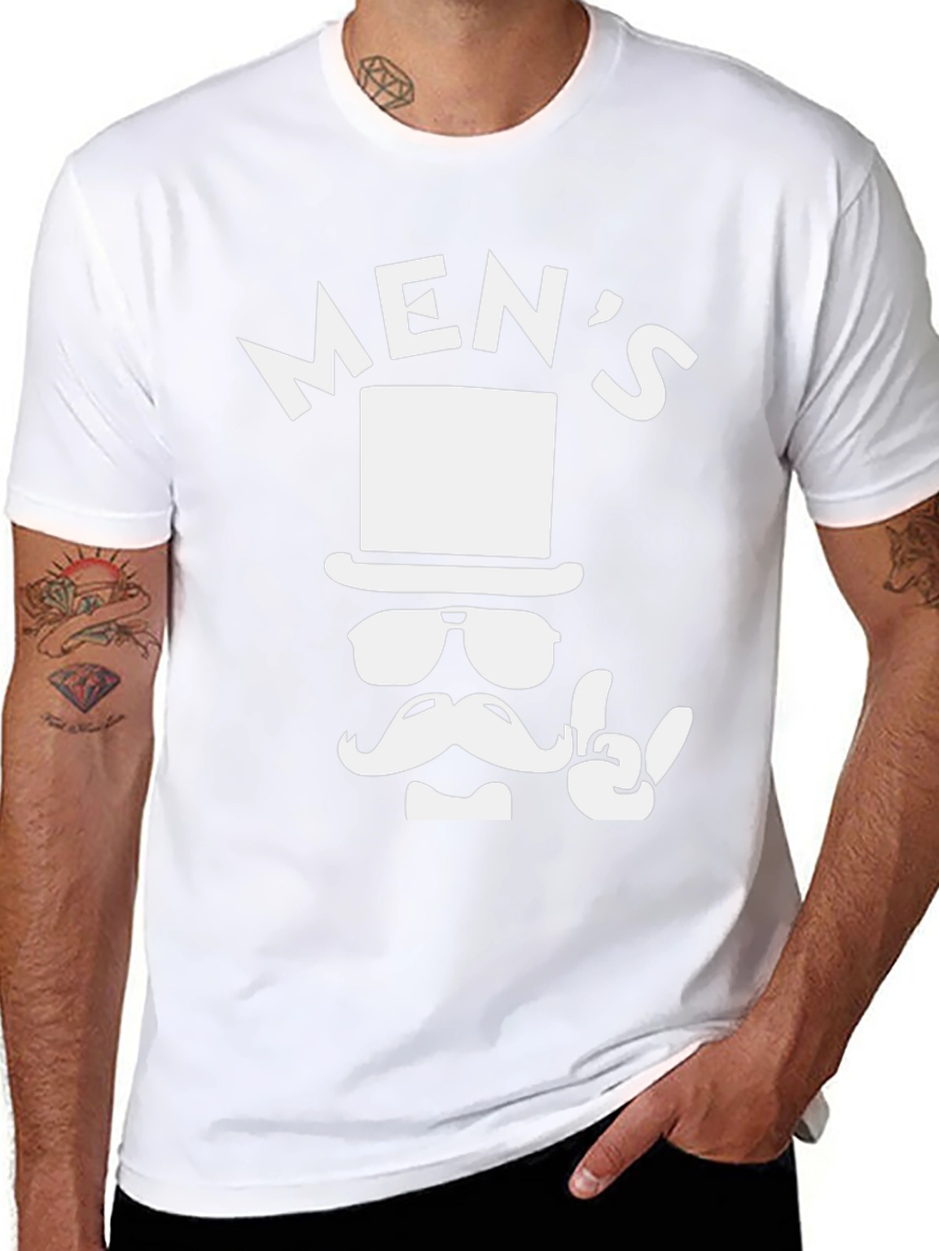 Camiseta Hombre Diseño Bigote y Sombrero