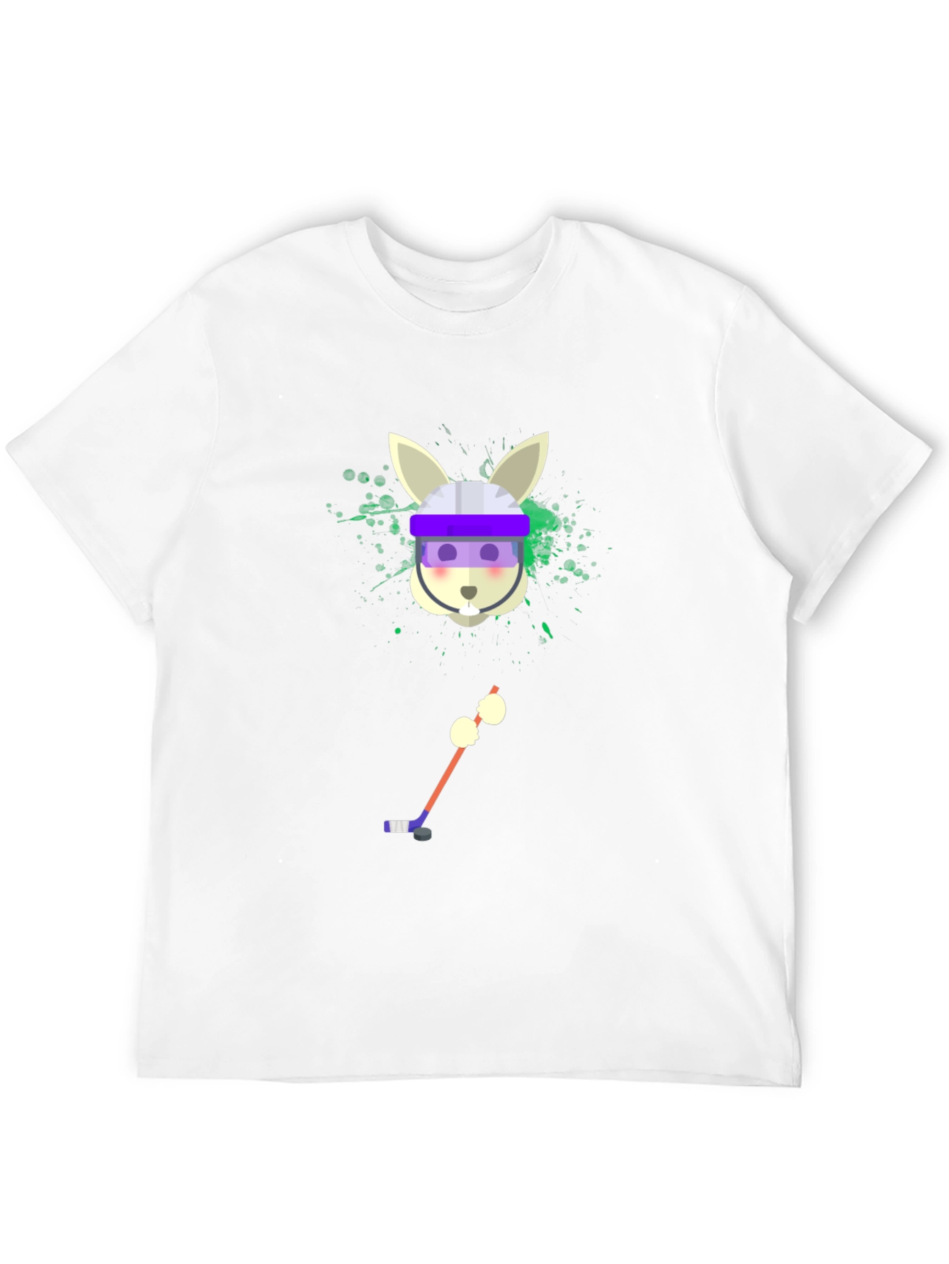 Camiseta Negra Gráfica de Conejo Jugador de Hockey