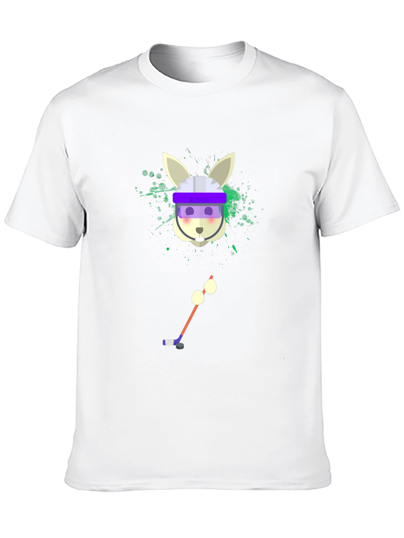 Camiseta Negra Gráfica de Conejo Jugador de Hockey