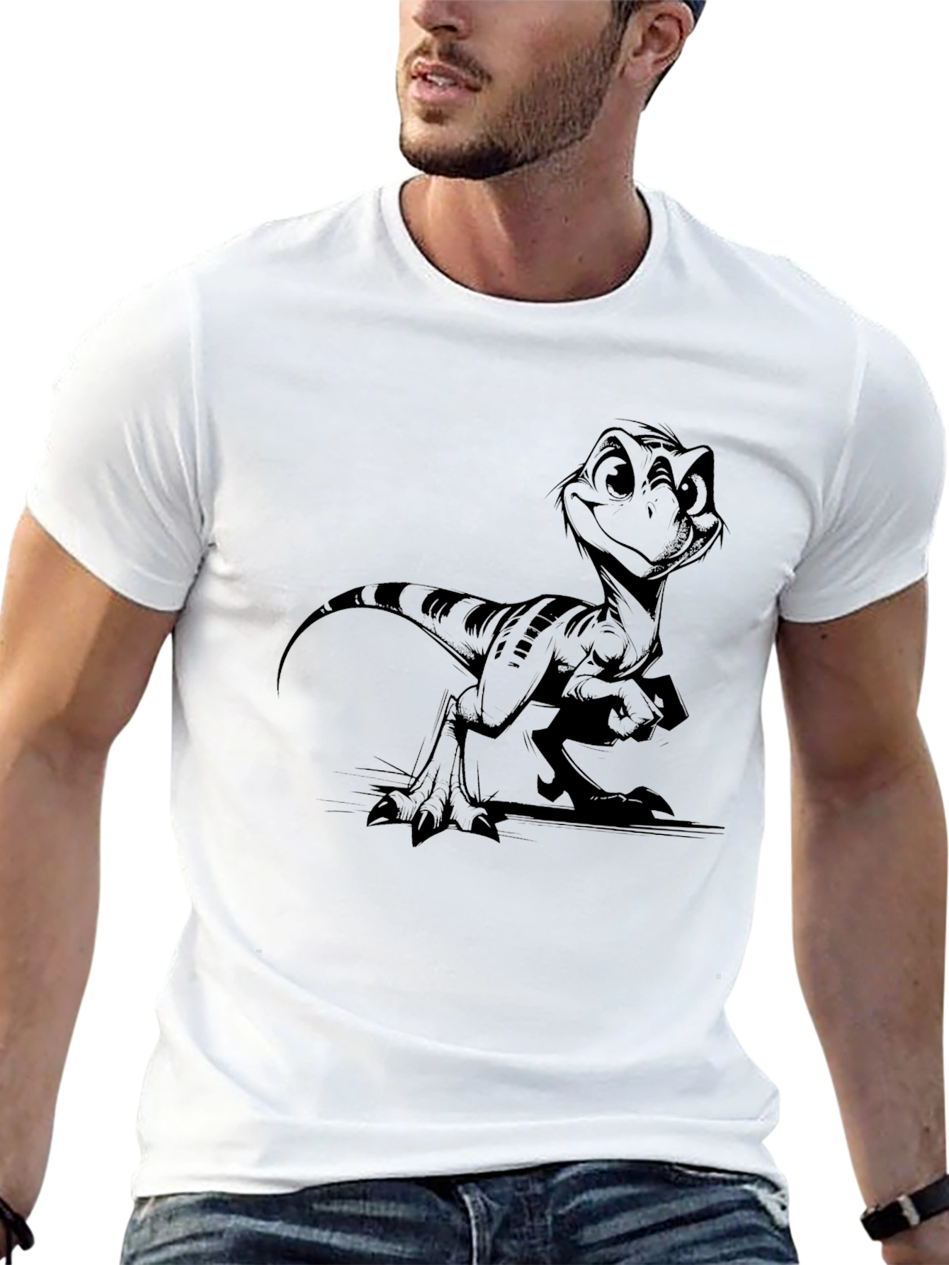 Camiseta Negra con Diseño de Dinosaurio