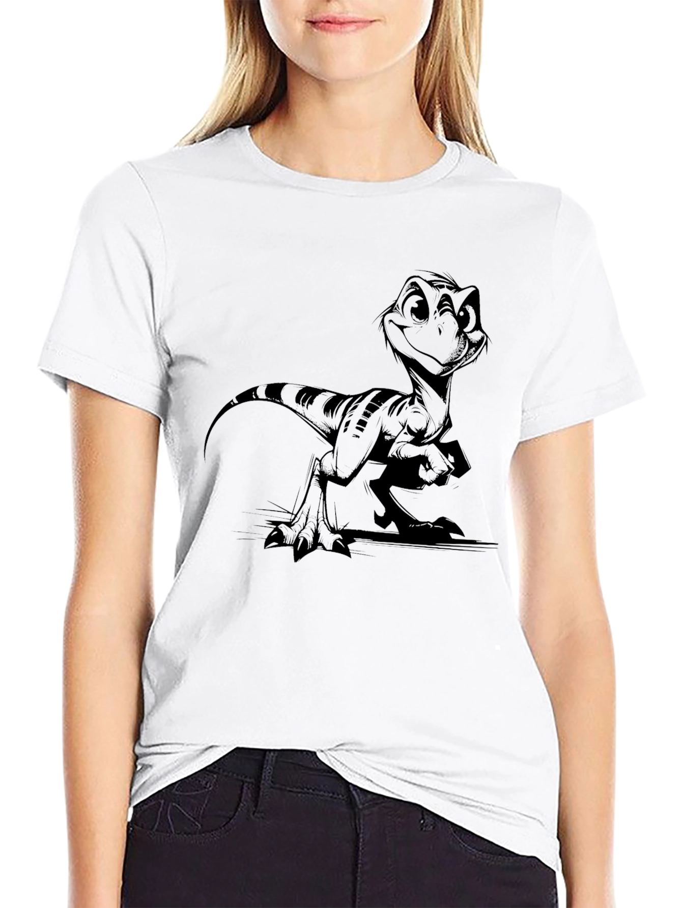 Camiseta Negra con Diseño de Dinosaurio